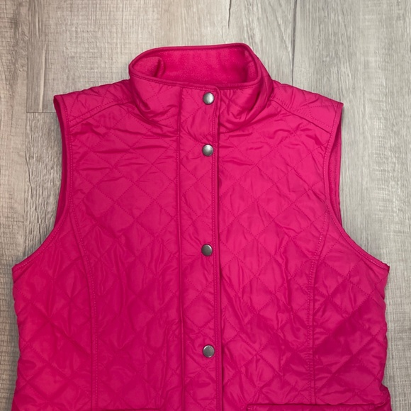Talbots Hot Pink Quilted Fleece Lined Button Up Vest Size Small - Picture 4 of 6